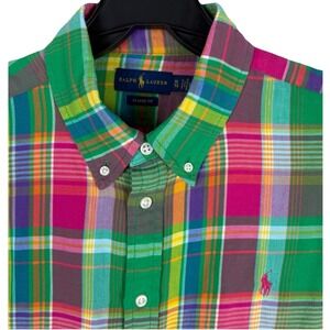 Ralph Lauren Shirt Classic Fit Button Down Vibrant Plaid Mens XL Pony Preppy